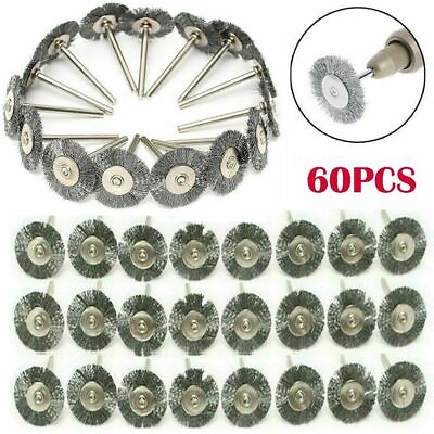 #ad 60pc Stainless Steel Wire Brush Fit Dremel Rotary Tool Die Grinder Removal Wheel $12.50