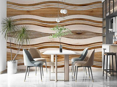 #ad 3D Abstract Wave Wood Texture Self adhesive Removable Wallpaper Murals Wall 44 AU $124.00