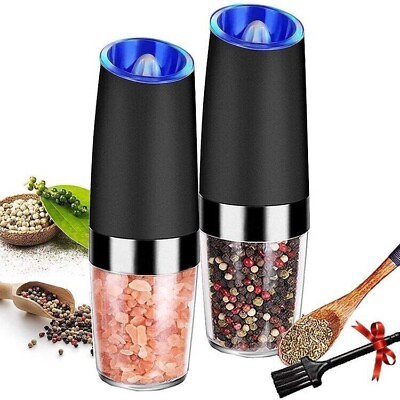 #ad 2 Pack Gravity Electric Salt and Pepper Grinder Mill Shaker Adjustable Automatic $19.79