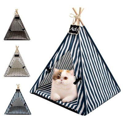 #ad Pet Tent Dog Cat Nest House with Soft Cushion Foldable Teepee Portable Washable $19.79