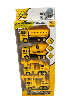 #ad Super Friction Power Construction Truck Toy Set 4 Unique Pull Back Trucks Set $24.99