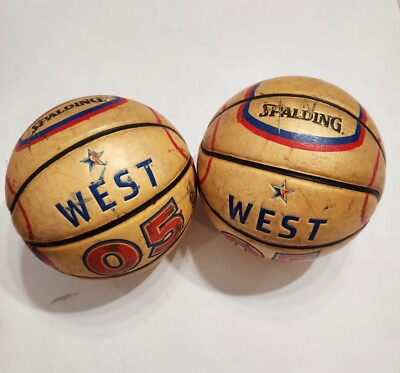 #ad #ad RARE 2X WEST 05 ALL STAR NBA SPALDING SMALL BASKETBALLS USE CONDITION $29.87