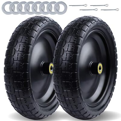 #ad 2 Pack 13” Flat Free Wheelbarrow Tires for Gorilla Carts 5 8quot; Bearings $54.99