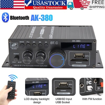 #ad 800W 2 Channel bluetooth Mini HIFI Power Amplifier Audio Stereo Amp Home Car FM $21.59