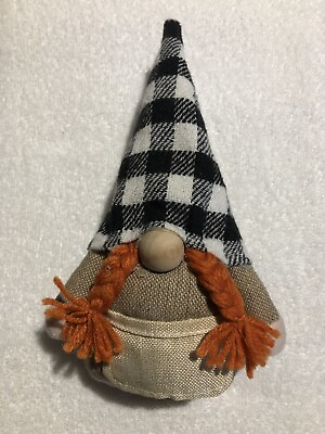#ad Adorable Little Gnome Approx 7 Inches Tall. Made Of Cloth. Checkered Hat $8.00