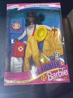 #ad 1994 FIRE FIGHTER Barbie Career Collection Mattel Black African American #13472 $29.99