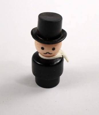#ad VTG Fisher Price Wooden Little People Mr. Moneybags Monopoly Groom Figure $9.99