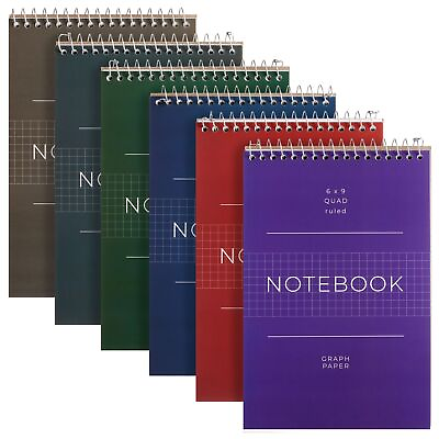 #ad 6 Pack Spiral Bound Graph Paper Notebooks for College Writing Sketching 6x9 In $26.89