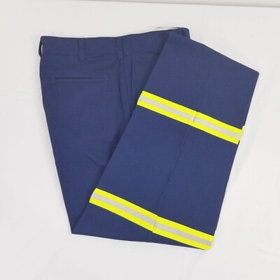 #ad NEW Navy Blue Reflective Visibility Work Uniform Pants Unhemmed size 36 $18.00