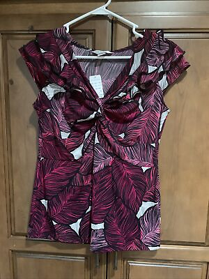 #ad #ad New Tags Womens Size Medium M Christopher amp; Banks Top Shirt Short Burgundy Top $11.98