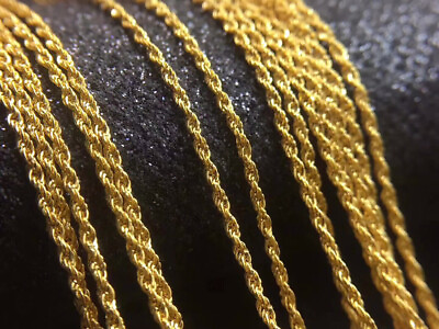 #ad Pure 18K Yellow Gold Necklace Singapore Twist Solid 18Karat Rope Chain for Women $161.11