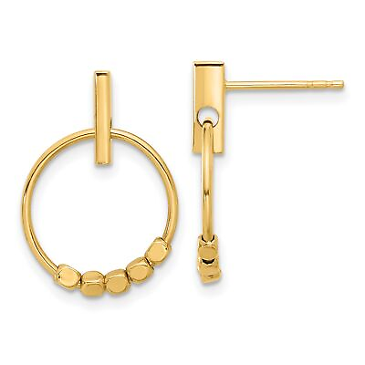 #ad 14k Yellow Gold Polished Circle Dangle Post Earrings $205.99