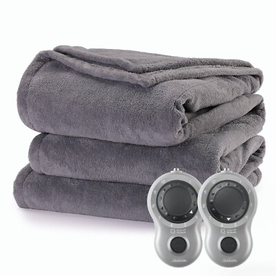 #ad Heated Electric Blanket Bedding Full Fleece Ultimate Grey $19.49