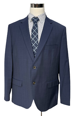 #ad New Goodfellow Mens Navy Blue Stretch Wool Slim Fit Suit Jacket Sport Coat 44L $29.97