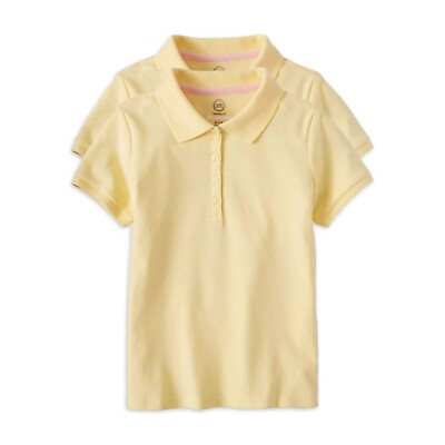 #ad WN Girls School Uniform Short Sleeve Interlock Polo Shirt 2 Pack S 6 6X $11.99