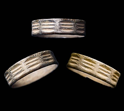 #ad VERY RARE Ancient Greek Ring Mesopotamia CUNEIFORM LETTERING Silver Antiquity $219.95