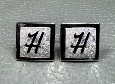 #ad Vintage quot;Hquot; Initial White Gold Plated Cuff Links $19.95