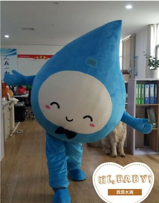 #ad Blue Water Drop Mascot Costume Suits Cosplay Party Game Fancy Dress Halloween $134.99