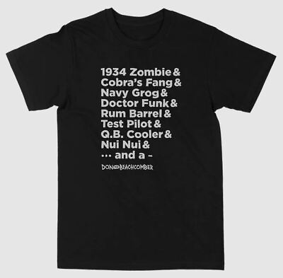 #ad Don The Beachcomber Vintage Brand Donn#x27;s Drink Creations Black T Shirt Tiki $29.99