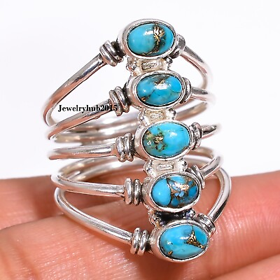 #ad Blue Copper Turquoise 925 Sterling Silver Five Gemstone All Size MO** $11.44