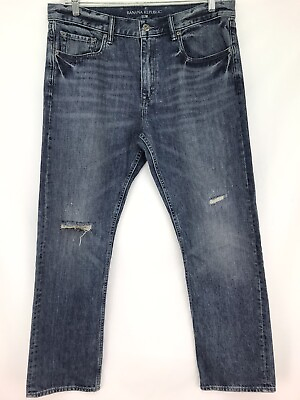 #ad Mens 35x30 Banana Republic Slim Distressed Blue Jeans Actually 36x30 $30.98
