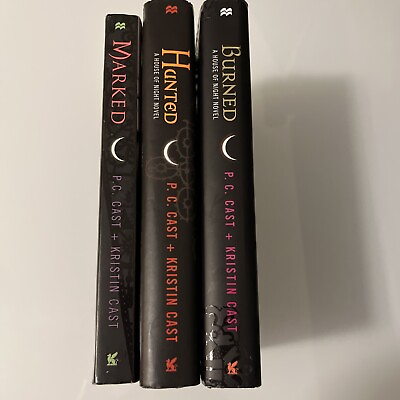 #ad Lot: 3 HOUSE OF NIGHT novel by PC Cast Vampire Books BURNED HUNTED MARKED $18.98