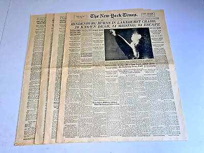 #ad RARE The New York Times Newspaper Hindenburg Dated May 7 1937 52 Pages Complete $500.00