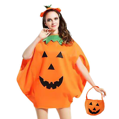 #ad Halloween Adult Children Pumpkin Costume Cosplay Party Show Funny Clothes $13.42