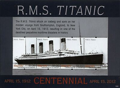 #ad Titanic Ship RMS Stamp Centennial Historical Events Souvenir Sheet MNH $26.80