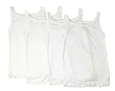 #ad 4pk Girls White Spaghetti Straps Tank Tops Undershirts Toddler Preteen Size 1 12 $17.99