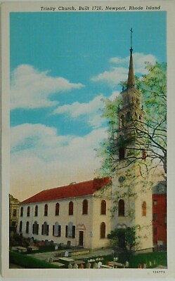 #ad Trinity Church Built 1726 Newport Rhode Island White Boarder Vintage Postcard $8.47
