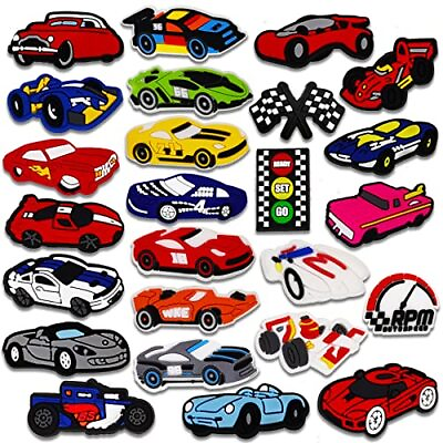 #ad 25 Pcs Race Car Shoe Charms Decoration for Men Women Kids Adult Party Favor $14.04