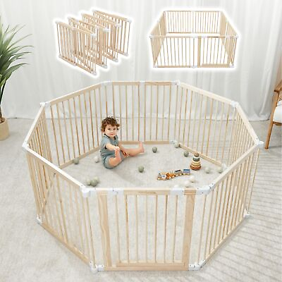 #ad Comfy Cubs Foldable Baby Wooden Playpen Natural Wood $149.00