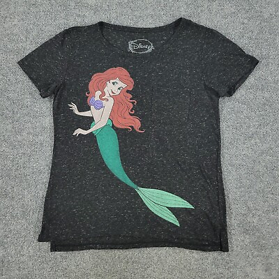 #ad Disney Shirt Women#x27;s Medium Black Little Mermaid Ariel Graphic Short Sleeve Top $7.49