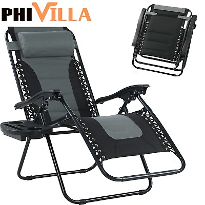 #ad Portable Folding Zero Gravity Chair Recliner Patio Lounge Beach Chair Adjustable $78.99
