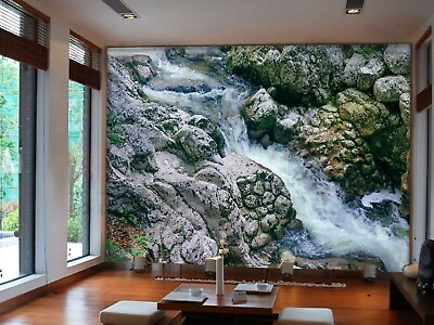 #ad 3D Stone Stream 2577NA Wallpaper Wall Mural Removable Self adhesive Fay AU $376.99