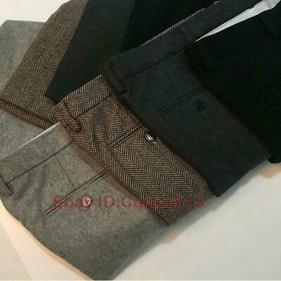 #ad Mens Many Color Herringbone Wool Tweed Trousers British Slim Warm Straight Pants $25.54