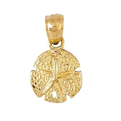 #ad 14k Yellow Gold Sand Dollar Pendant Charm Made in USA $64.99