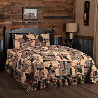 #ad Primitive California King Quilt Black Patchwork Bingham Bedroom Decor VHC Brands $247.20