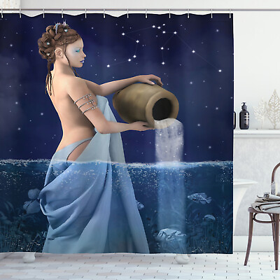 #ad Zodiac Shower Curtain Aquarius Lady with Pail Print for Bathroom $41.99
