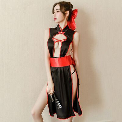 #ad Sexy Womens Dress Kimono Cosplay Japanese Kimono Uniform Black Lingerie Set New $17.99