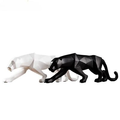#ad Panther Statue Animal Figurine Abstract Geometric Style Resin Leopard Sculpture $22.99