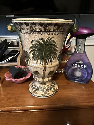 #ad Vintage Palm Beach Chic Ceramic Palm Tree Vase $59.99