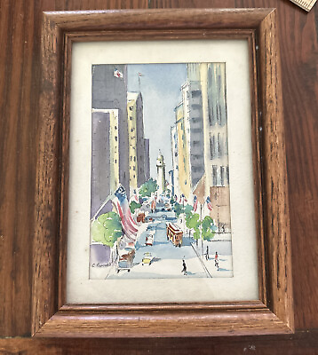 #ad CAROLYN COUNCELL ORIGINAL WATERCOLOR SIGNED FRAMED Baltimore City Scene $125.00