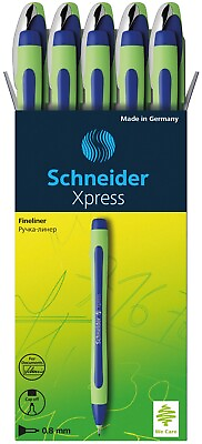 #ad Schneider Xpress Fineliner 0.8mm Porous Point Pen Blue Box of 10 Pens 190003 $9.99