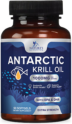 #ad Antarctic Krill Oil 1000mg with Omega 3s EPA DHA amp; Astaxanthin Premium Softgels $19.62