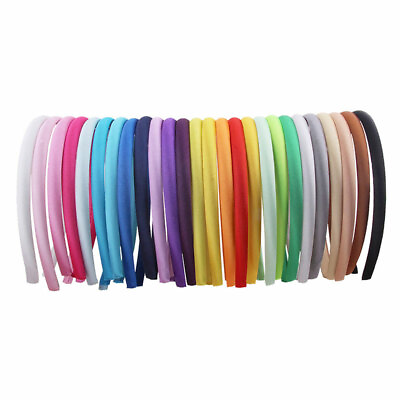 #ad Girls Kids Satin Headband Fabric Covered Resin Hairbands Candy Color Hair Hoops↷ $1.18