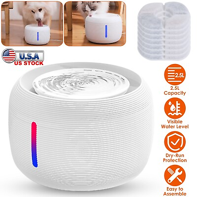 #ad 84oz Automatic Electric Pet Water Fountain Cat Dog Drinking Dispenser w Filter $12.45