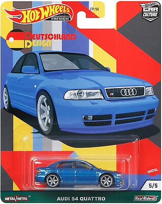 #ad Hot Wheels Premium AUDI S4 QUATTRO Blue Car Real Riders Deutschland Design GRJ69 $7.99