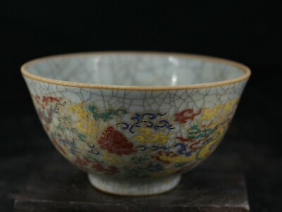#ad 9CM China Antique Bowl Old Ru Kiln Porcelain Bowl Cup Pottery Bowl $98.00